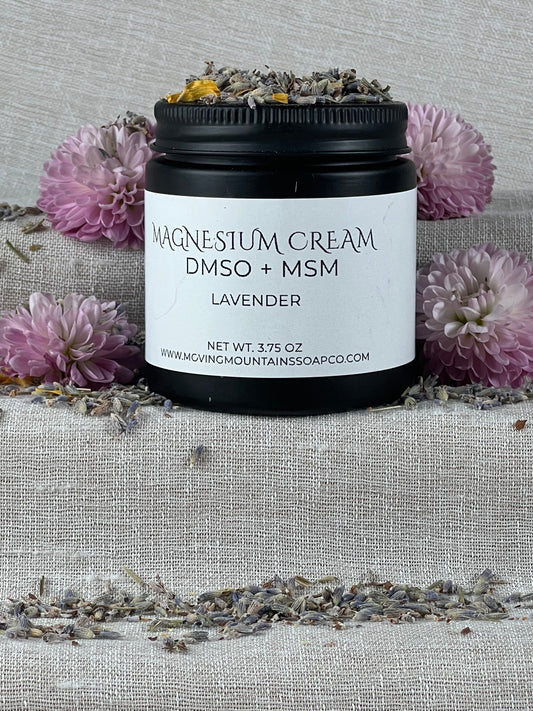 MAGNESIUM CREAM INFUSED WITH DMSO+MSM SCENTED WITH LAVENDER ESSENTIAL OIL