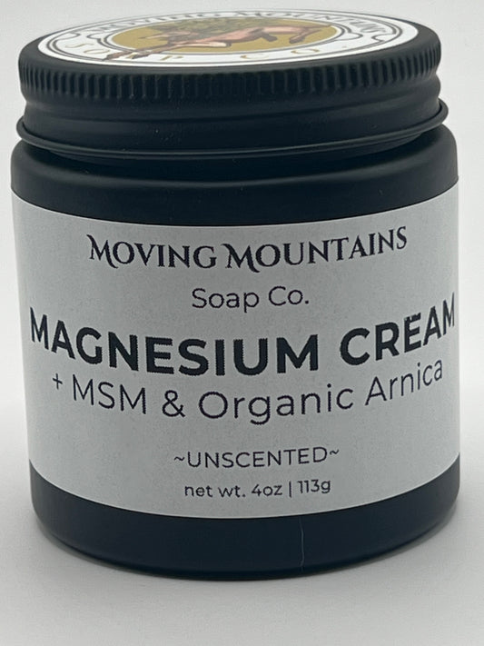 Magnesium Cream with MSM and infused with Arnica - UNSCENTED - 4oz